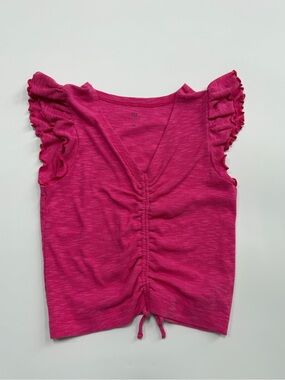 Gap Kids Fushia Ruffle Sleeve Ruched V-Neck Tank Top Size XL
